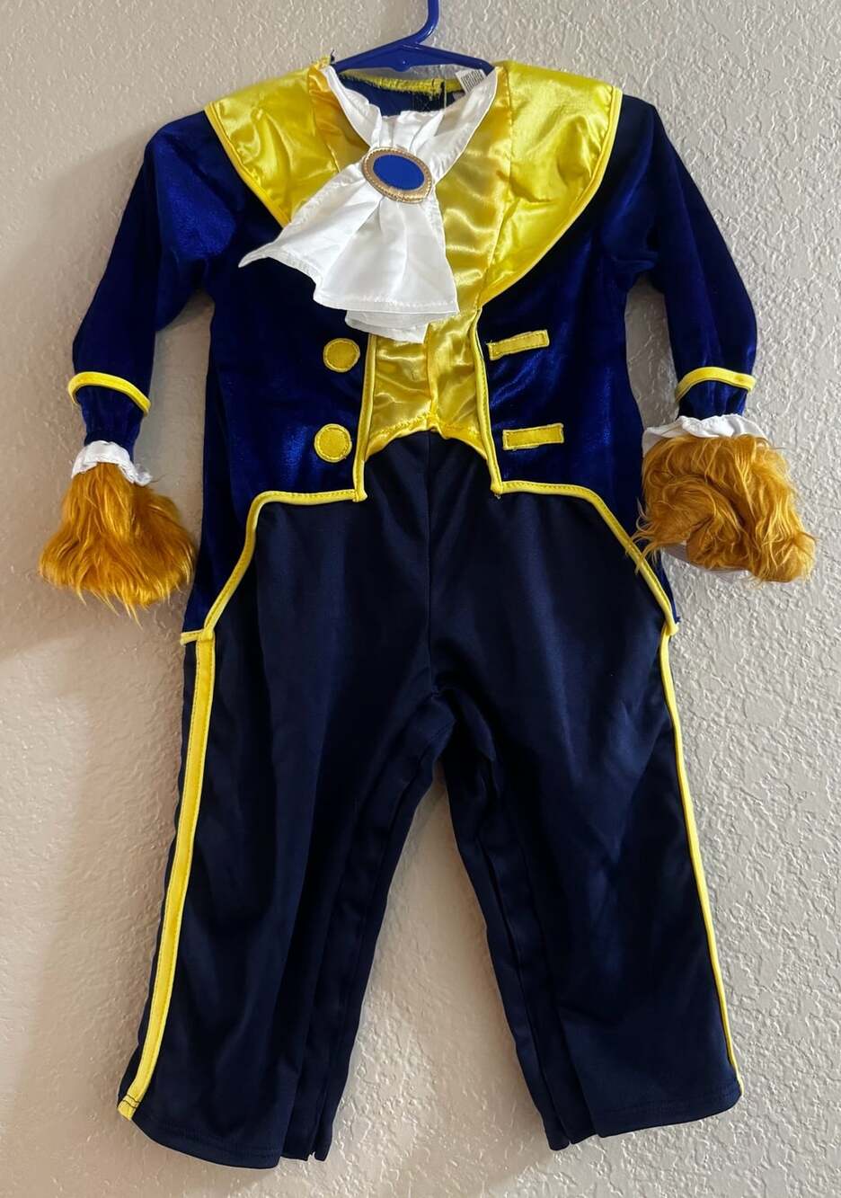 Disney Baby Beast Costume Toddler Infant Jumpsuit & Claw Booties 3pc Set sz 12Mo